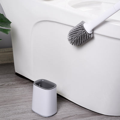 Silicone Toilet Brushes and Holder Set - White