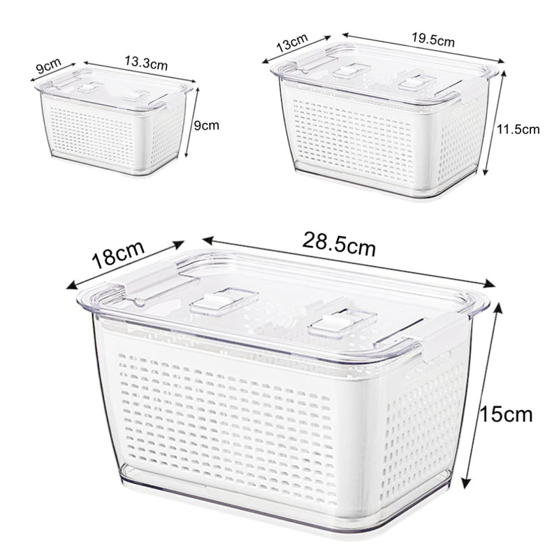 Stackable Refrigerator Organiser Bins (Set of 3)