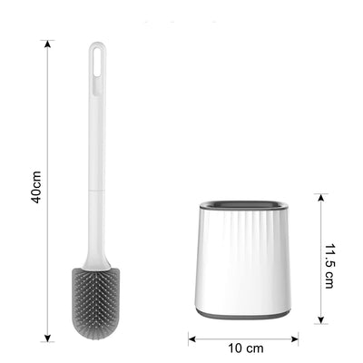 Silicone Toilet Brushes and Holder Set - White