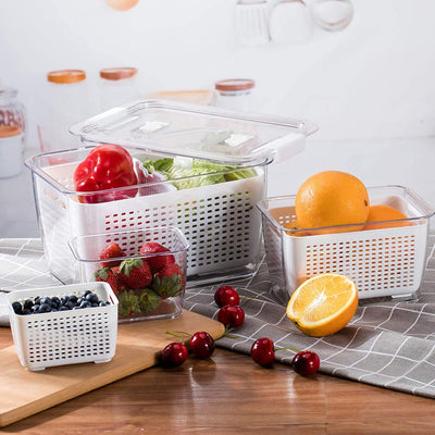 Stackable Refrigerator Organiser Bins (Set of 3)