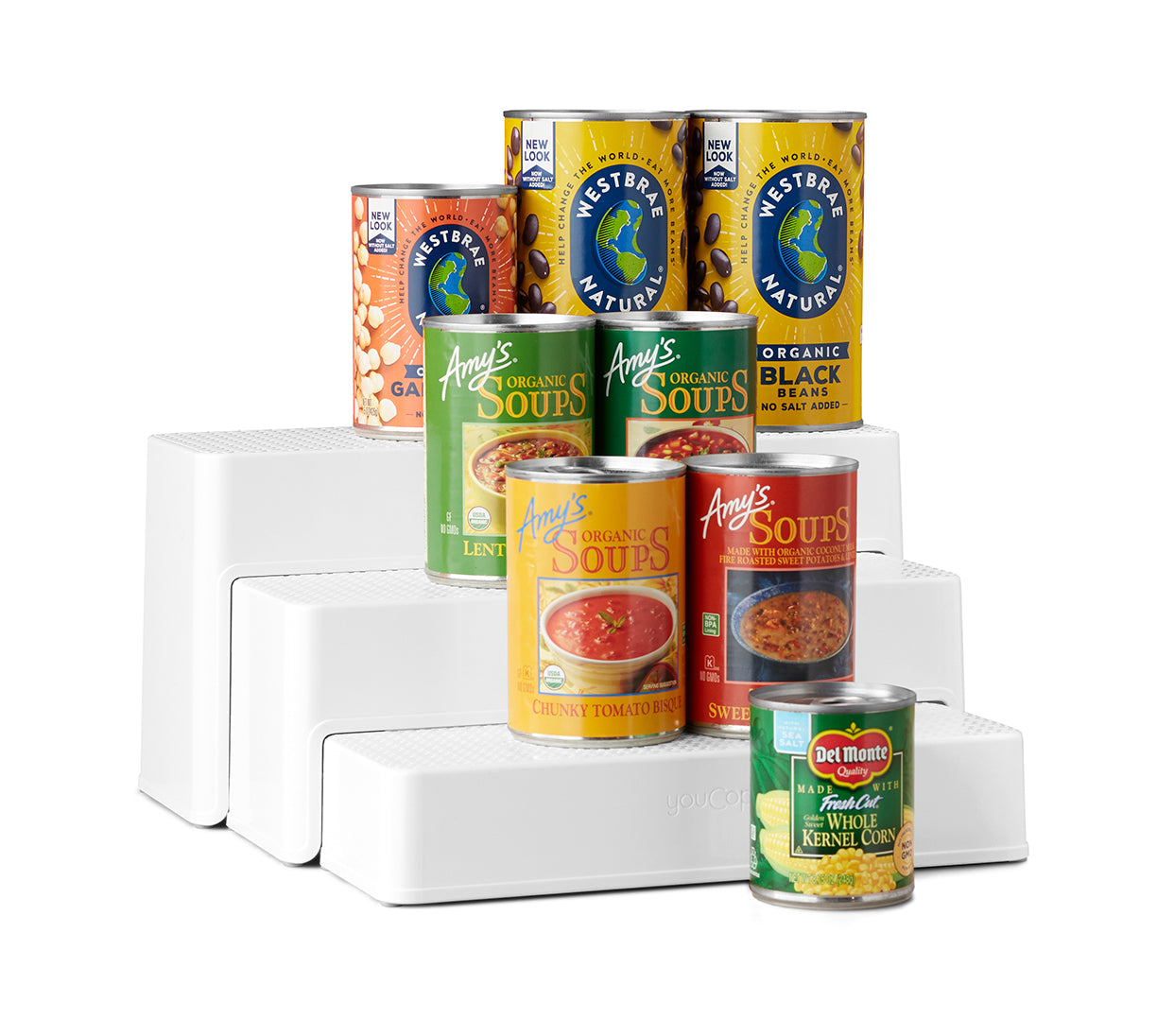 YouCopia ShelfSteps 3-Tier Canned Goods Organiser- White – Space General