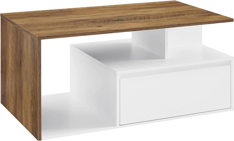 VASAGLE Coffee Table, Cocktail Table, with a Large Drawer, Large Storage,  Modern Style, 55 x 100 x 45 cm, for Living Room