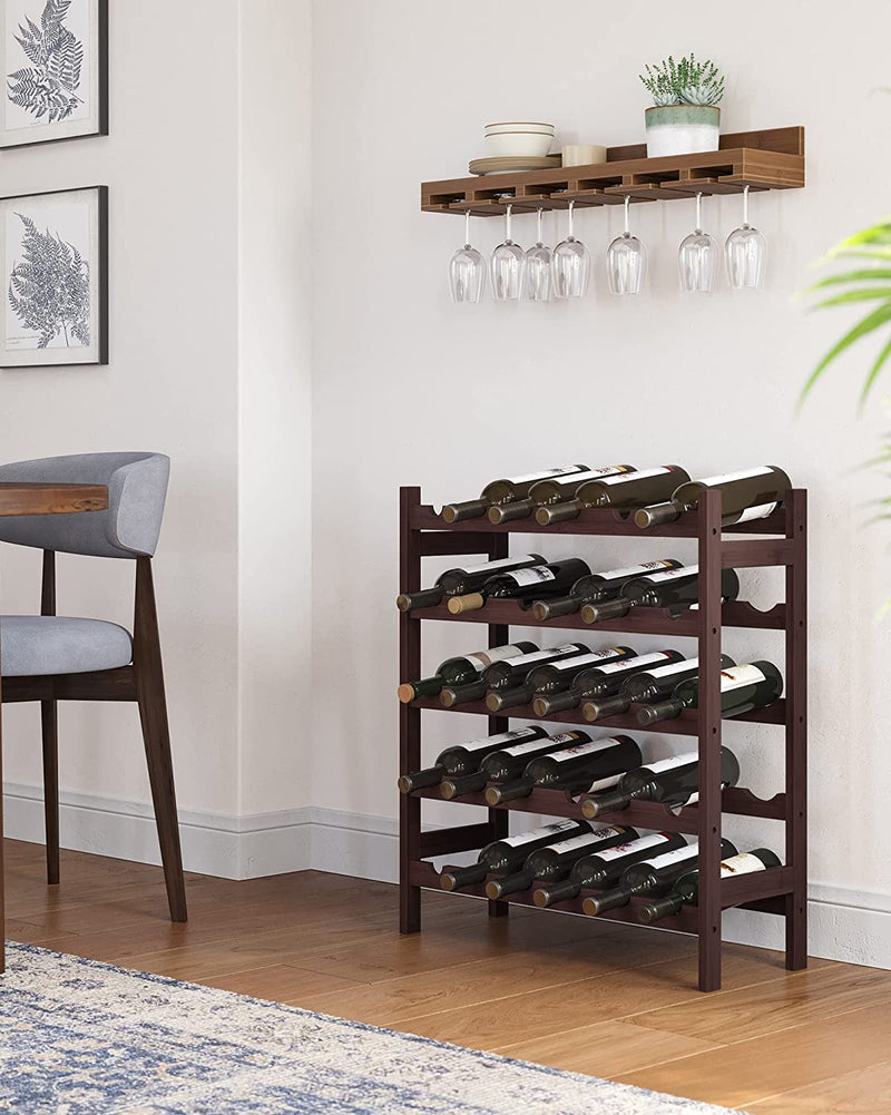 5 Tier Bamboo Wine Rack 30 Bottles