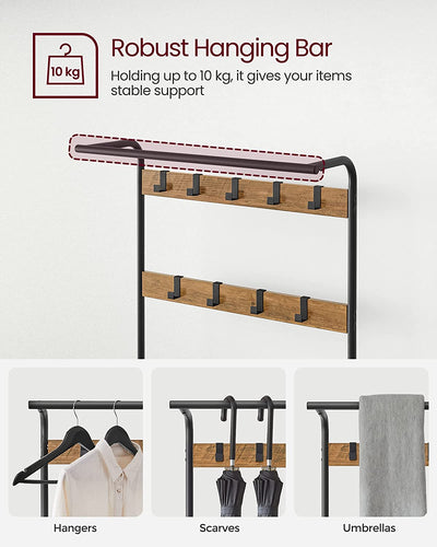 Cambrie Hallway Storage Coat Rack - Walnut & Black