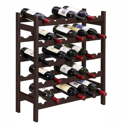 5 Tier Bamboo Wine Rack 30 Bottles